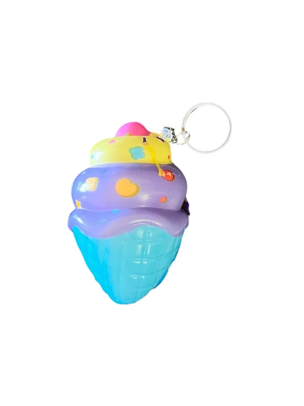 Blue Ice Cream Cone Sprinkles Squishy Toy Best Seller Stress Relief Keychain